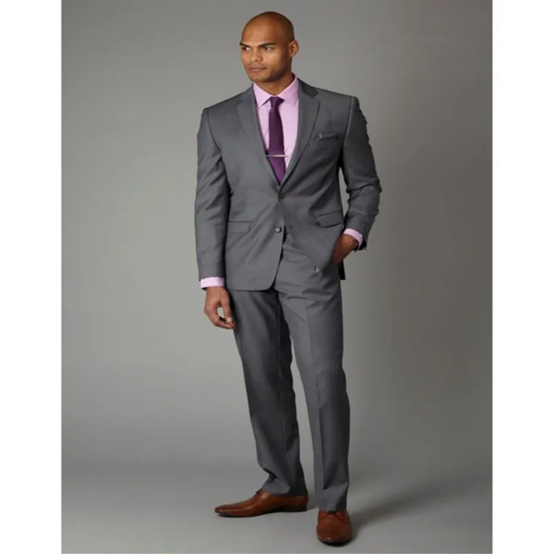 

Men's Suit Gray Slim Fit Groom Tuxedos Wedding Suits For Men 2 Pieces (Jacket + Pants + Tie) Two Buttons Groomsmen Best Male 426