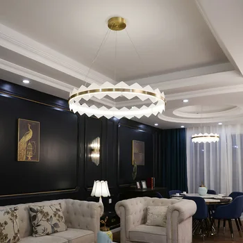 

FKL Modern Round Gold Loft Chandelier Lighting Villa Stair Lamps Led Large Chandeliers Indoor Light Fixtures Geometric Design