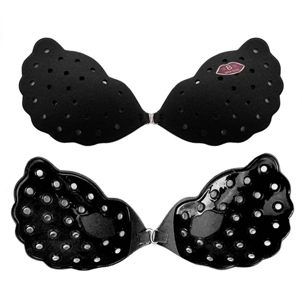 GUMPRUN Sexy Lingerie Women Push Up Wing Silicone Bra Self Adhesive Seamless Bralette Strapless Front Buckle Invisible Bras
