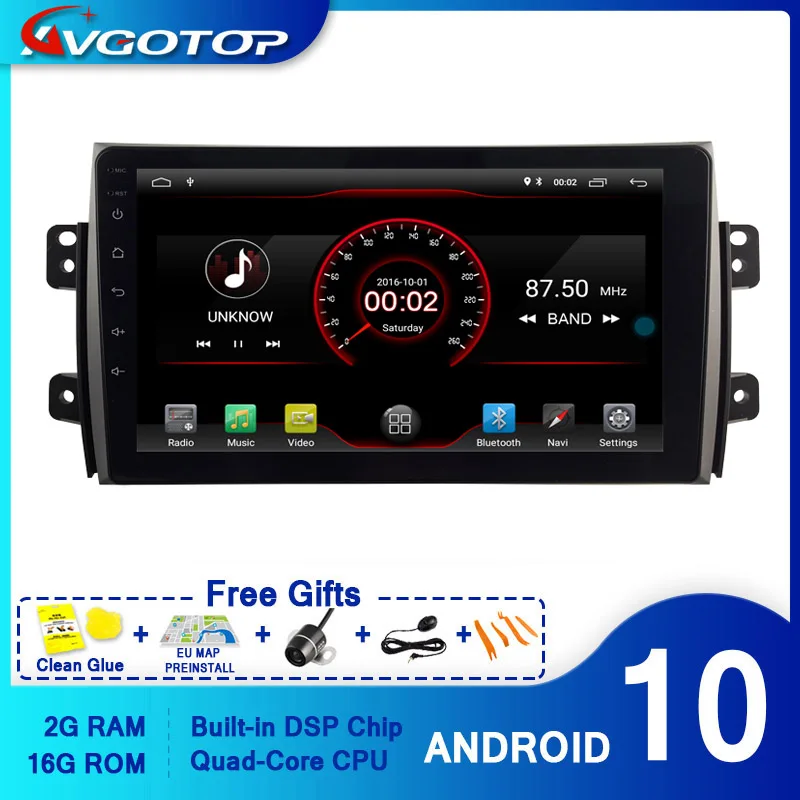 Автомобильный DVD плеер AVGOTOP GPS Android 10 для SUZUKI SX4 2006 2012 мультимедийный навигационный