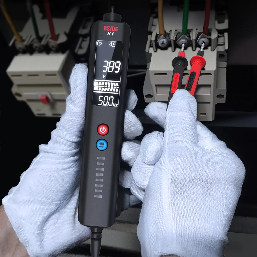 BSIDE X1 Voltage Detector LCD 3-Line Display NCV Adjustable Sensitivity Dual Range AC Voltage Sensor Tester