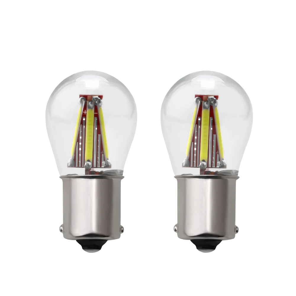 

1PCS 1156 P21W BA15S 1157 BAY15D COB Filament Bulb Glass Car LED Turn Signal Light Reverse Bulb Parking Lamp White Yellow 12V