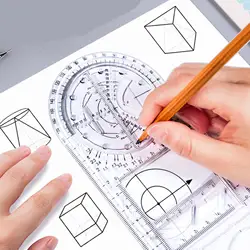 Règle géométrique multifonctionnelle, fabricant d'angle et de cercles, outil de modèle de dessin géométrique pour l'architecture de bureau et d'école 