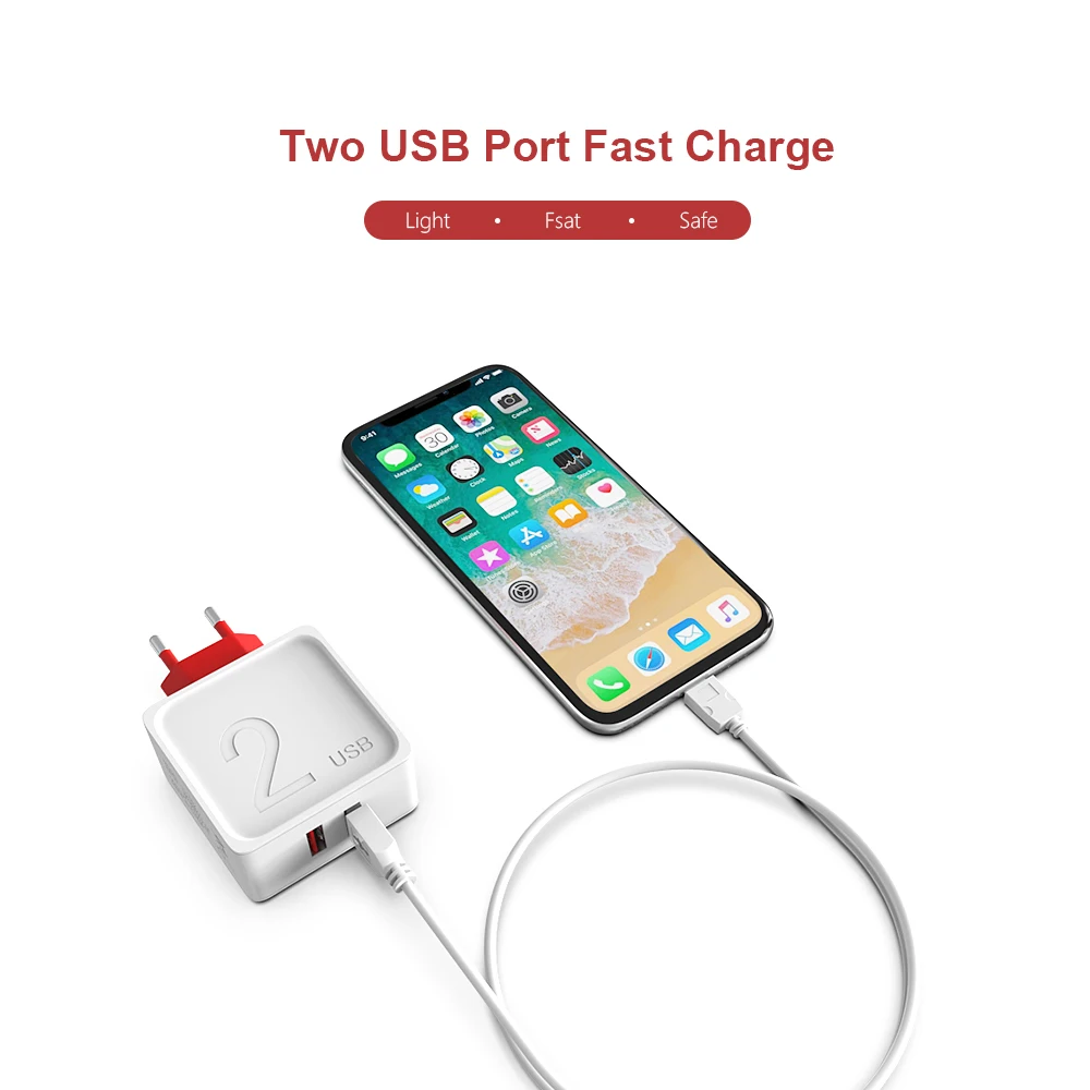 CBAOOO Европейская USB зарядка для iphone зарядное устройство двойной USB 5 В 2.4A Быстрая зарядка настенное зарядное устройство для iphone samsung Xiaomi Max Charge