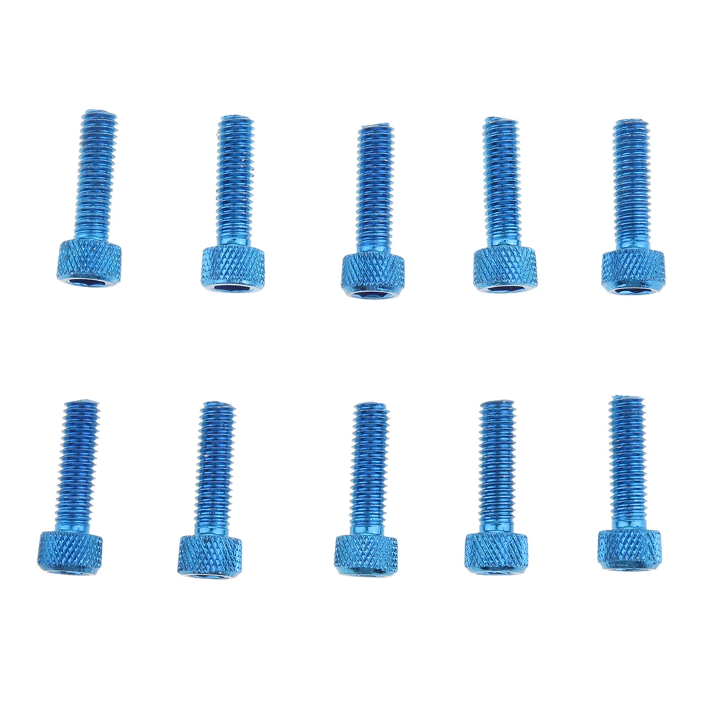 10pcs 316 Aluminum Hex Socket Head Cap Bolts Screws M6x20mm Blue