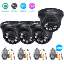 OWSOO 4*720P AHD купольная ИК камера видеонаблюдения + 4*60 футов кабель наблюдения поддержка IR-CUT ночного видения 6 шт. инфракрасные лампы