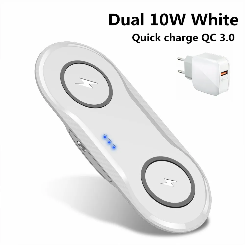 Быстрая Беспроводная настольная зарядная станция для samsung S10 S9 S8 10W Dual Qi Беспроводная зарядная площадка для Apple iPhone XS XR 8 Plus