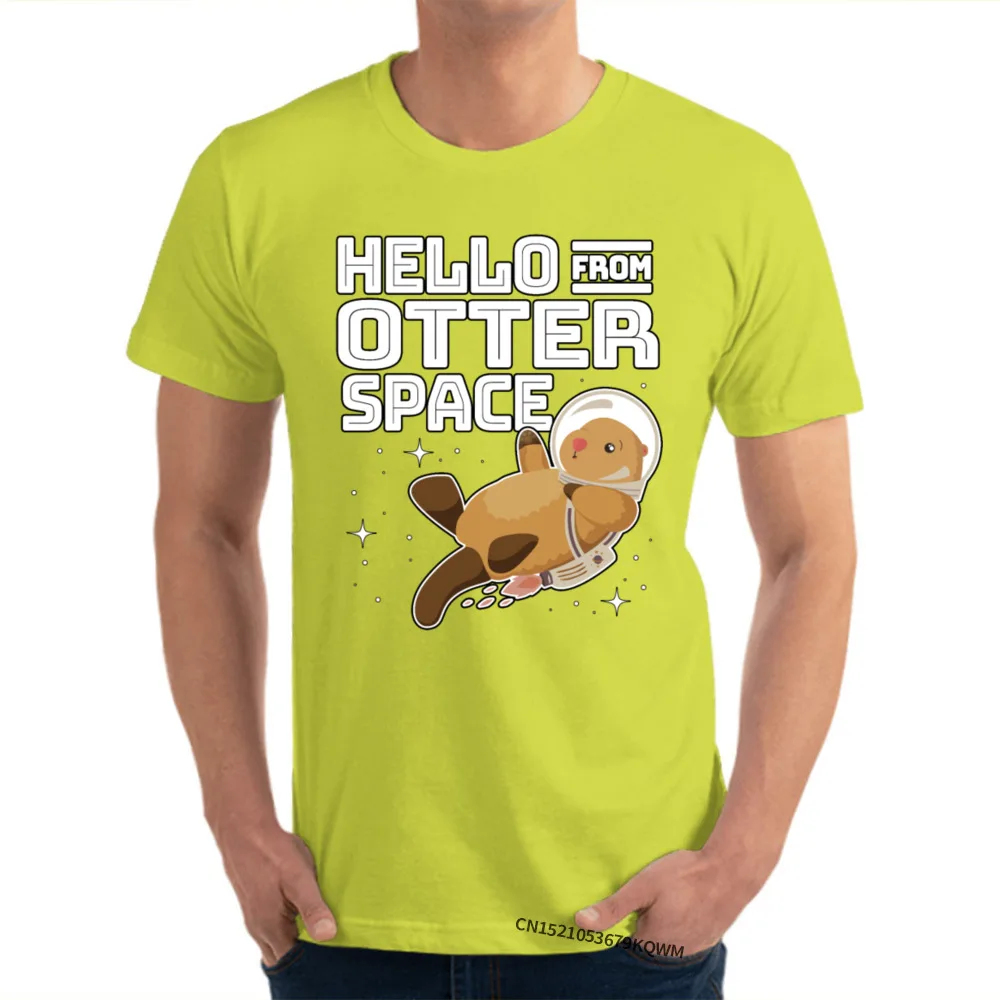 Gift Man Special Crazy Tops Shirt O Neck Summer Cotton Fabric T Shirts Birthday Short Sleeve T Shirt Drop Shipping Otter Space Astronaut Funny Otter Pun Gag Gift yellow