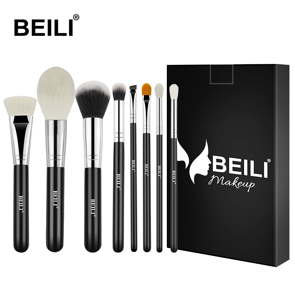 BEILI Black 8 шт. кисти для макияжа основа контур глаз Смешивание синтетические волосы для ежедневного макияжа набор кистей