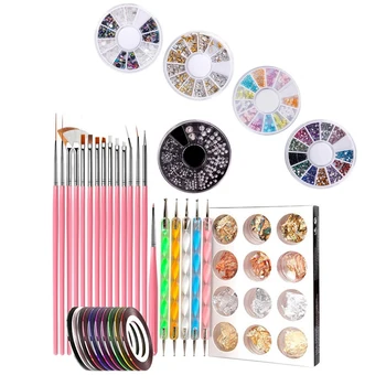 

Nail Pen Designer, Stamp Nail Art Tool with 15Pcs Nail Painting Brushes, Nail Dotting Tool, Manicure Tape