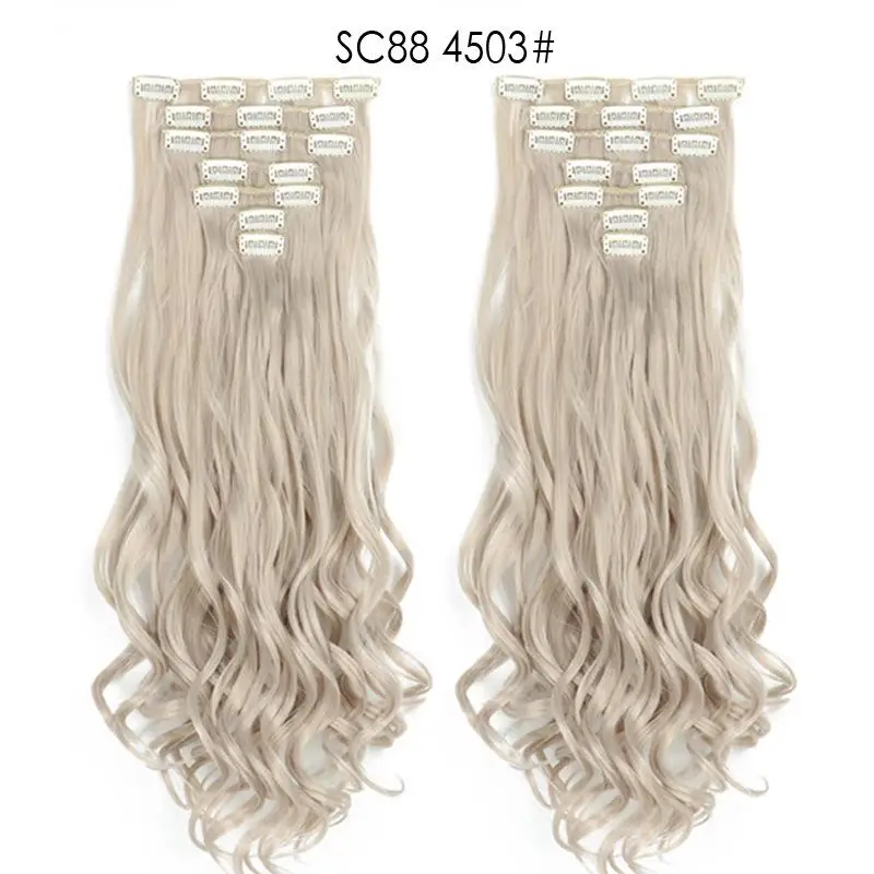 1B/27HL MERISI HAIR 22 синтетические волосы с глубокой волной, термостойкий светильник, коричневый, серый, блондин, женский набор для наращивания волос на заколках, волосы с эффектом омбре - Цвет: 1B/27HL