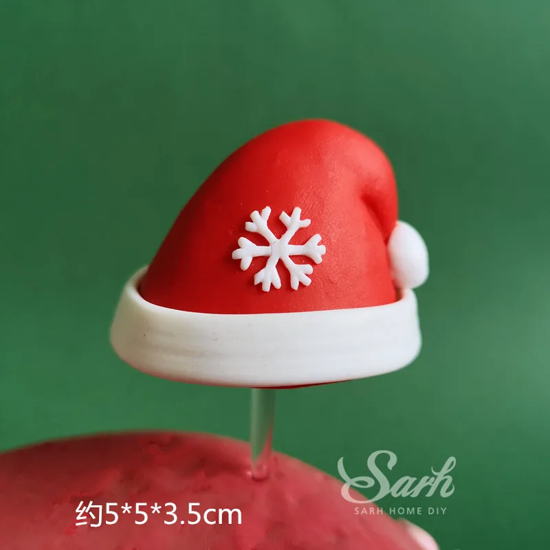 Snowflake xmas Hat Рождественская елка сосновые шишки сани торт Топпер для рождественские вечерние принадлежности Снеговик Санта Клаус Декор год выпечки Любовь Подарки - Цвет: Snowflake xmas Hat