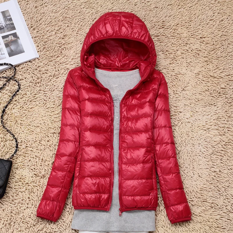 7XL дешевый ультра-светильник, зимняя теплая пуховая куртка с капюшоном для девочек, короткое пальто на весну-осень для женщин, большой размер - Цвет: red