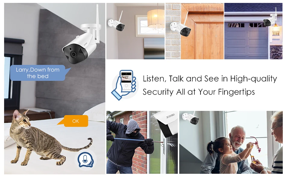 ZOSI HD 2MP Wifi IP камера 1080P Беспроводная CCTV цилиндрическая камера наблюдения наружная двухсторонняя аудио камера безопасности облачный сервис