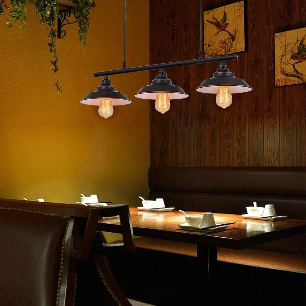 

OUKANING Adjustable Pulley Pendant Light Industrial Vintage Rustic Chandelier Farmhouse Style Ceiling Lamp for Coffee Shop