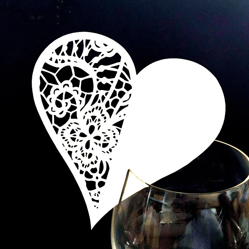 10 шт. лазерная резка Love Paper настольный Эскорт с именем карточка для чашки вина