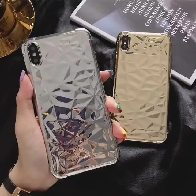 Алмазная текстура для iPhone Xr роскошное покрытие чехла Gold 6s 7plus X XS Max Чехол