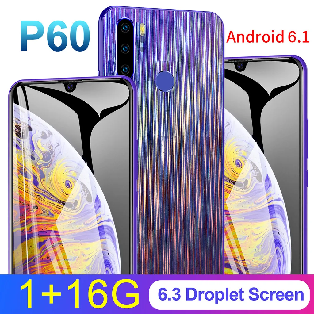6,3 дюймовый мобильный телефон четыре камеры четырехъядерный 1+ 16G 3g Android смартфон большой аккумулятор смартфон распознавание лица HD+ ЖК-экран