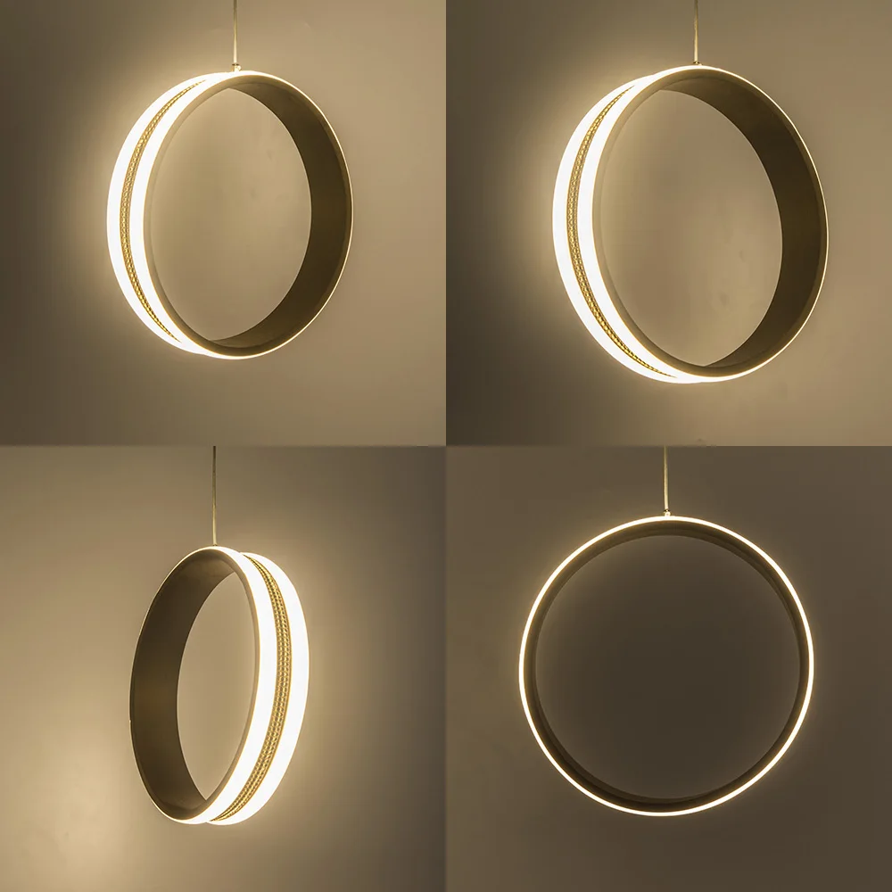 Круглый светодиодный светильник с кольцами подвесной в стиле лофт лампа для кофе