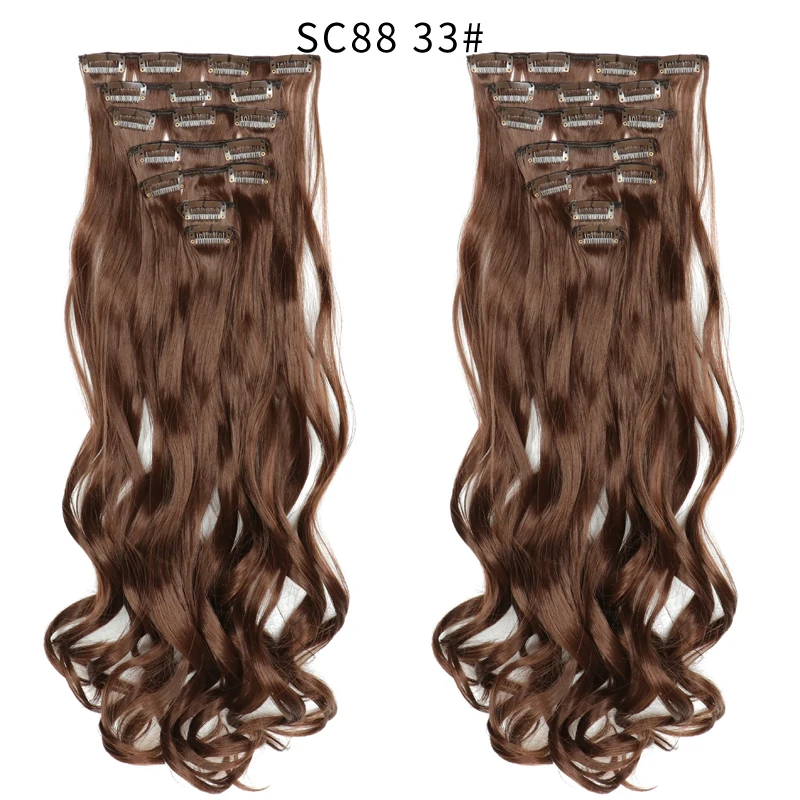 MERISI HAIR 22 Synthetic Deep Wave Hair Heat Resistant Light Brown Gray Blond Women Hair Extension Set Clip In Ombre Hair - Color: SC88 33