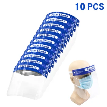 

2/5/10pcs Protective Face Shield Reusable Full Face Protective Mask Splash-Proof eye safety Saliva Protection Clear Visor