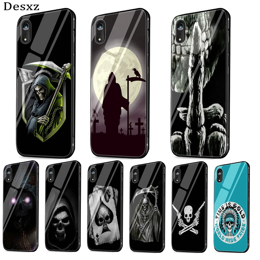 Мобильный телефон Стекло чехол для iPhone 5 5S SE 6 6s 7 8 Plus XR X XS максимальный мрачный