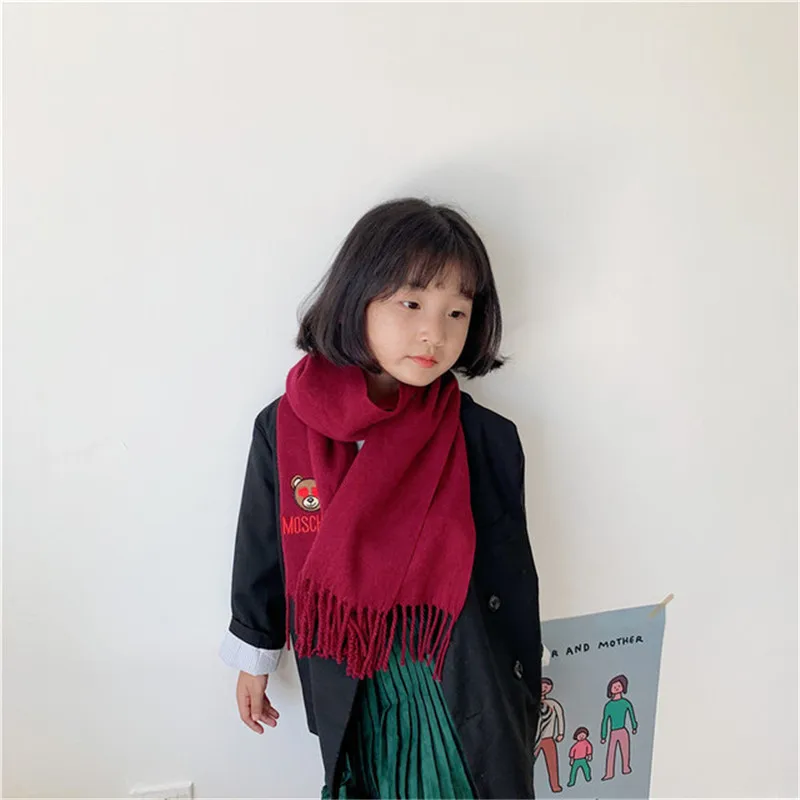 

Brand Bear 2020 Winter Kids Cashmere Cute Scarves Warm Baby Boys Girls Wnter Scarfs Solid Soft Scarf Collar Children