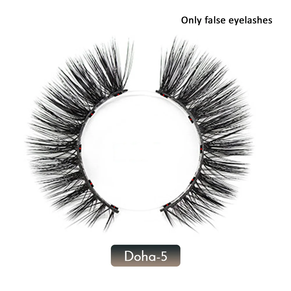 Doha 5 Magnetic Eyelashes natural False Eyelashes Magnet Lashes Magnetic Liquid Eyeliner& Magnetic False Eyelashes& Tweezer Set - Цвет: Doha