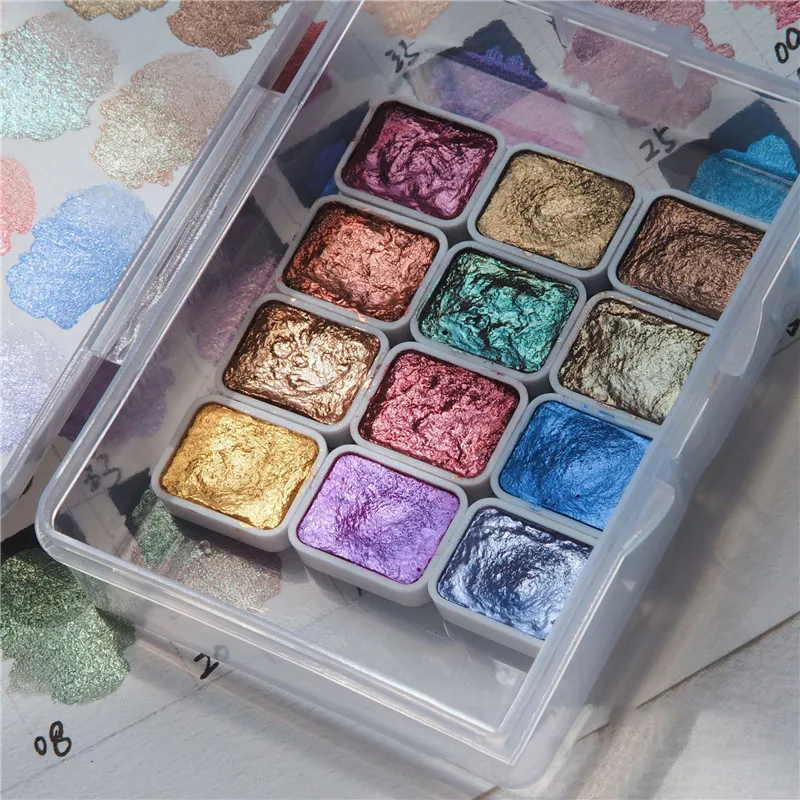 6pcs/box Nail Solid Pigment Watercolor Blue Purple Green Manicure Decor Metallic Draw Smudge Glitter Watercolor Nail Pigment nail pigment nail decoration nail decorations