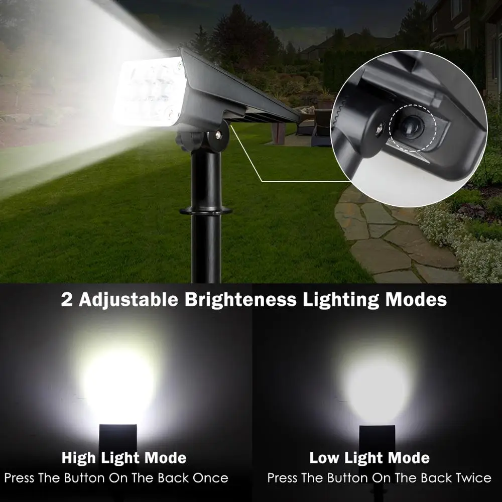 Solar-Powered Outdoor Garden Spotlights - Waterproof LED Landscape Lighting