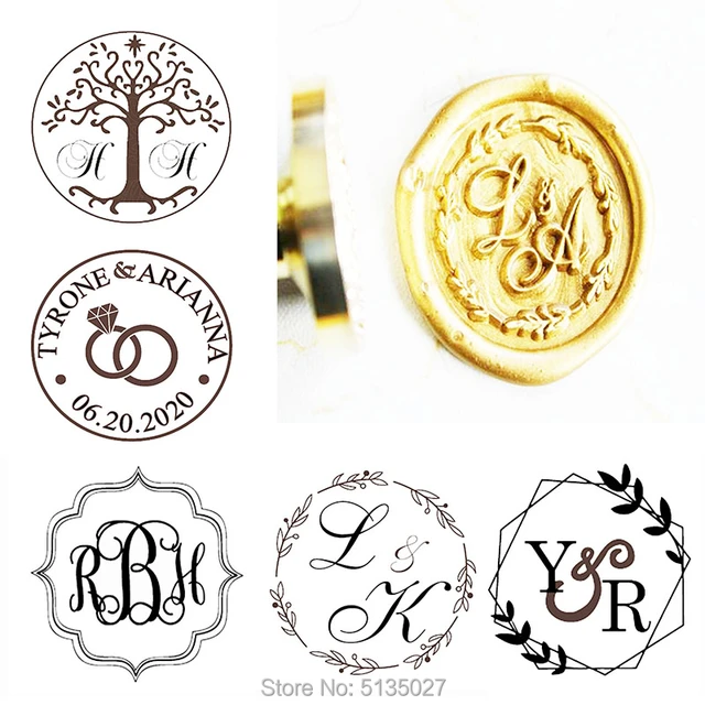 Wedding Wax Seal Stamp Kit  Two Initial Wax Seal Stamp