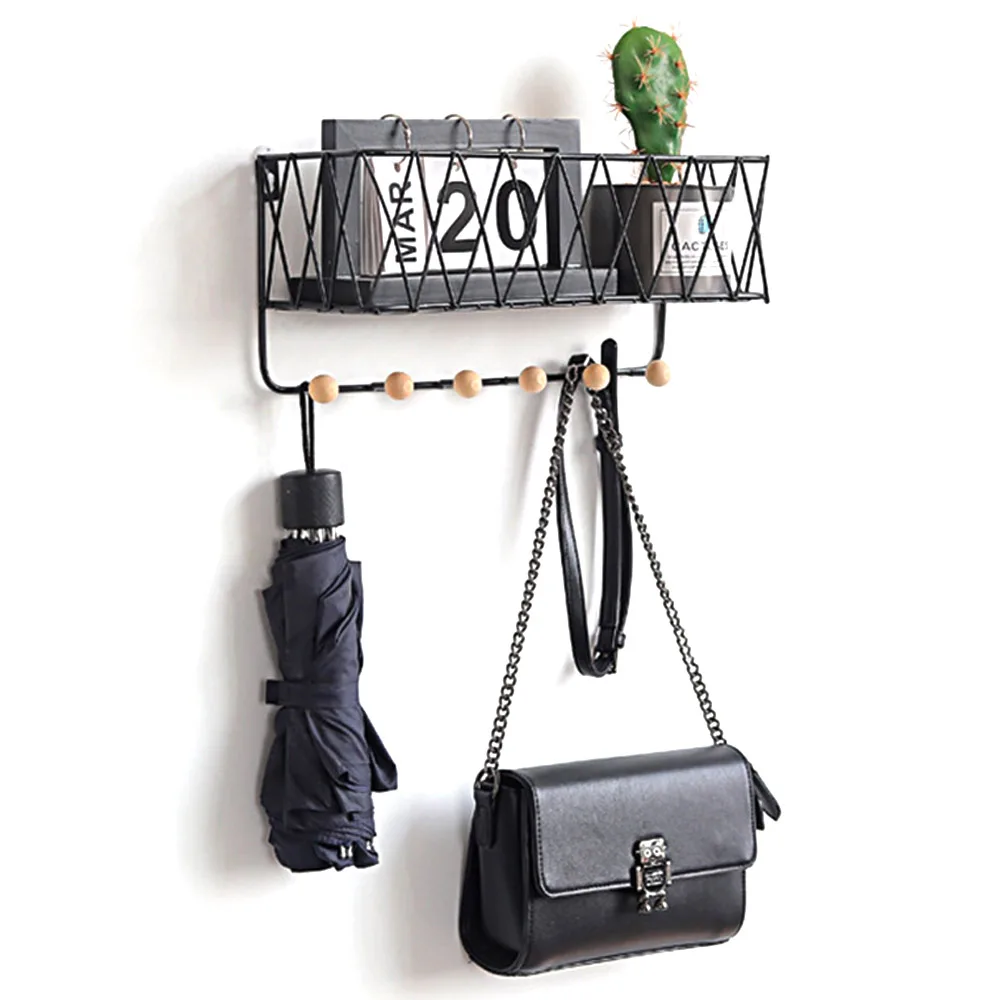 Simple Nordic Iron Grid Wall Shelf Creative Home Decoration Door