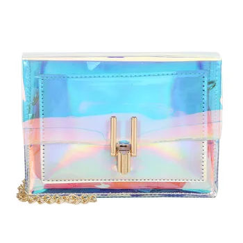 

PVC Waterproof Beach Bag Crossbody Bags for Women 2019 Laser Transparent Bags Fashion Women Korean Style Transparent clutch