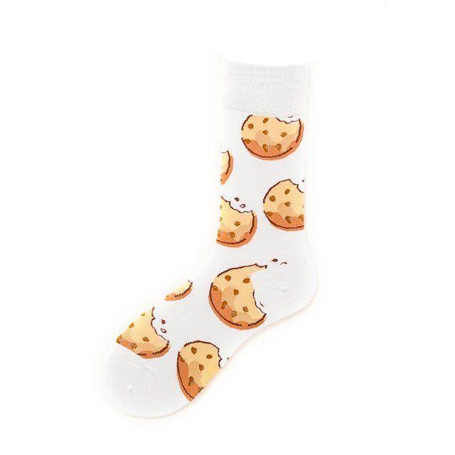 Funny Cotton Socks Women Tube Happy Sock Tide Cotton Long Snacks Fruit Food Avocado Socks High Tube Socks Cookies socks