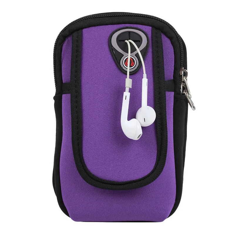 Водонепроницаемый спортивный бег 4-6 дюймов мобильный телефон iPhone 7 plus x рука сумка Спорт на открытом воздухе Фитнес дышащий запястье руку - Цвет: Purple