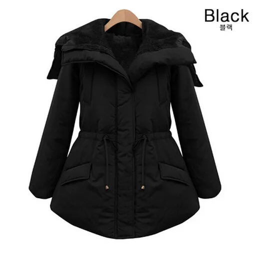 

2016 New Style WOMEN'S Dress Mid-length Hooded Thick plus Velvet Drawstring Slim Fit Coat