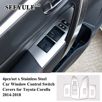 

4pcs/set SEEYULE Styling Car Window Control Switch Panel Covers Decoration Trim Sticker Accessories for Toyota Corolla 2014-2018