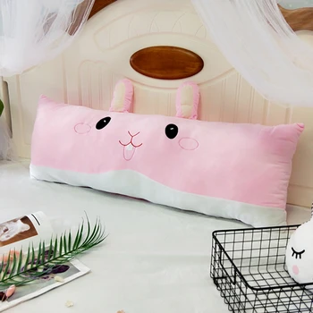 

Cartoon Pink Rabbit Long Pillow Large Embroidered Backrest Body Cushion Removable Rectangle Sleep Nap Pillow Home Bedroom Decor