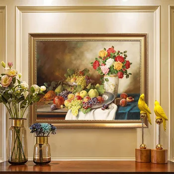 

Lingmu DIY 5D diamond painting sets rhinestone pasted decorative painting craft kits flower vase and fruits full mosaic picture