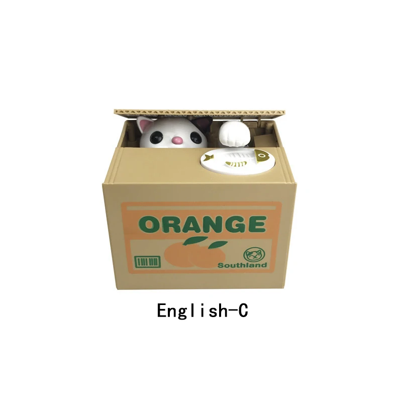 English C Копилка для кошек, копилка, панда, кража монет, копилки, автоматическая копилка, копилка, копилка для денег, коробка, подарок для ребенка на день рождения, FY0183 - Цвет: English C