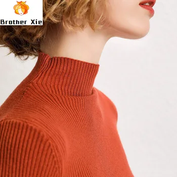 

Autumn Women 2020 Sweater Long Sleeve Women Knitted Slim Fit Half Turtleneck Sweater And Pullovers Pull Femme Tricot