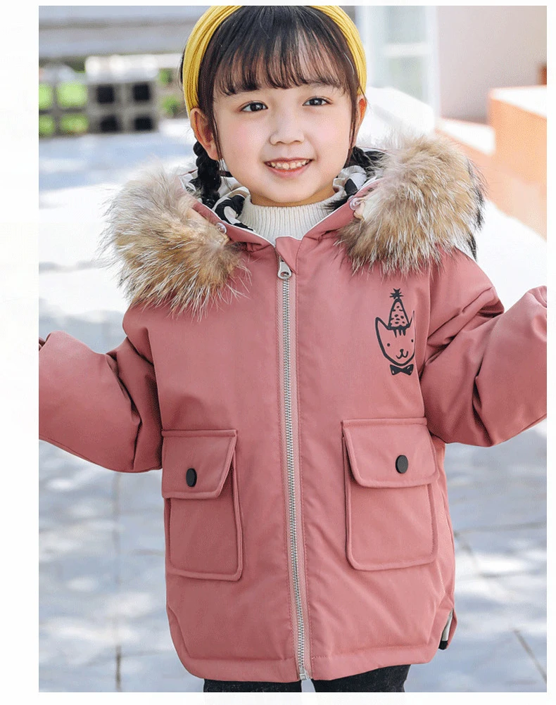 Dollplus/пальто для девочек; зимняя меховая толстовка с капюшоном; куртки для мальчиков; теплый Детский пуховик; плотная одежда для маленьких мальчиков с героями мультфильмов; зимние комбинезоны