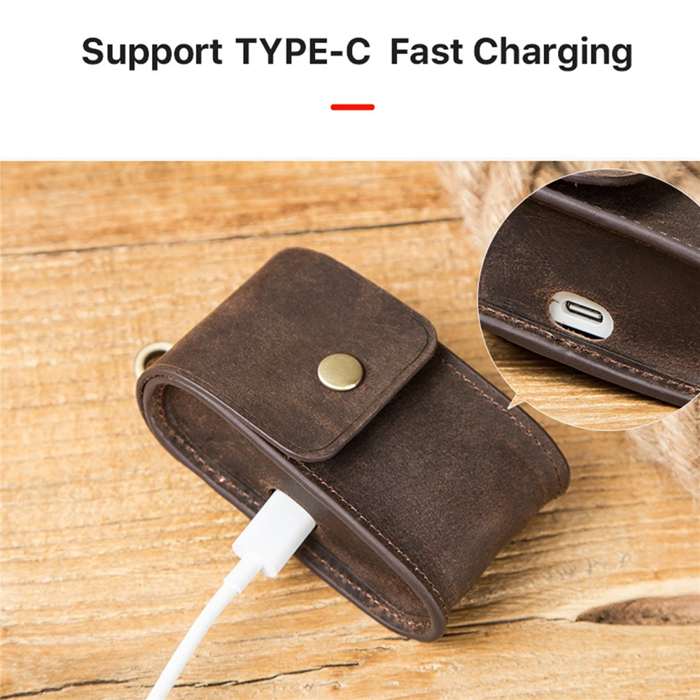 Retro Style Leather Earphone Storage Bag for Microsoft Surface Earbuds Headphone Charging Case Protective Cover Shell