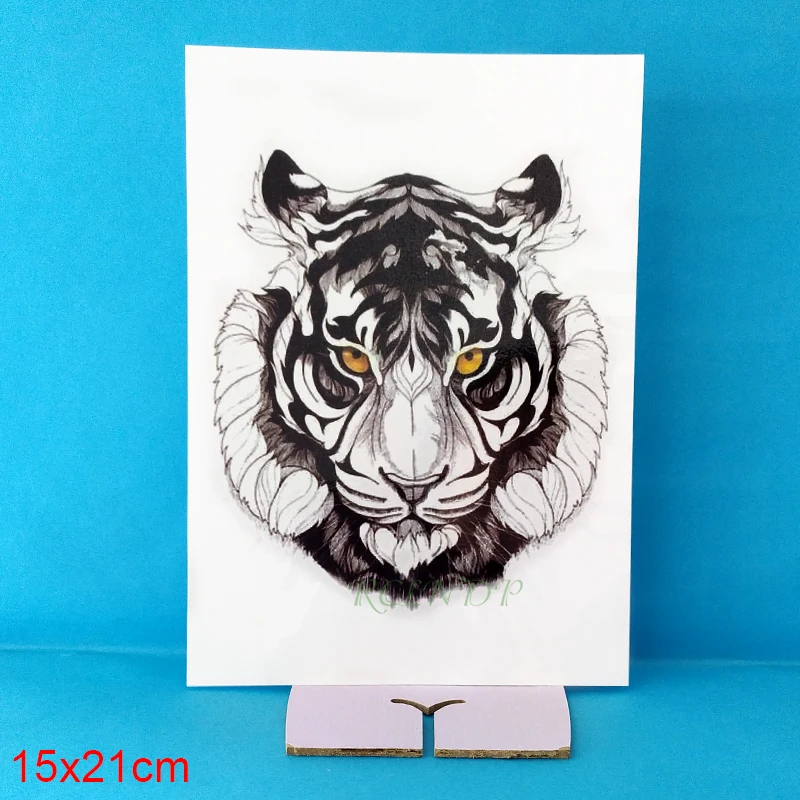 Waterproof Temporary Tattoo Sticker tiger king head animal yellow eye tatto stickers flash tatoo fake tattoos for men women kid