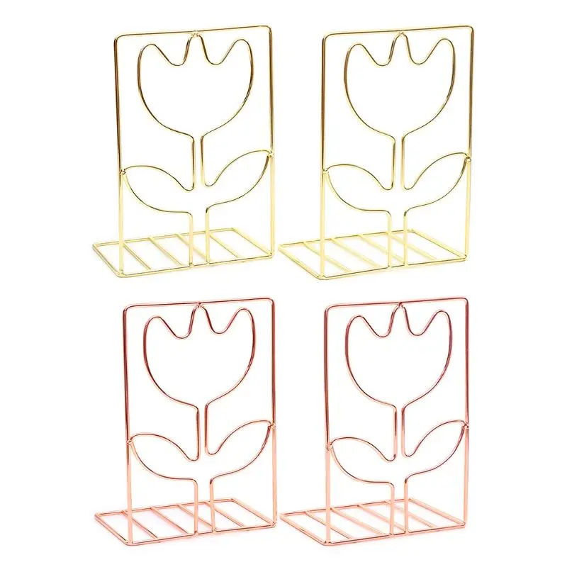 

1 Pair Creative Flower Shape Bookends Book Support Stand Desk Organizer Holder
