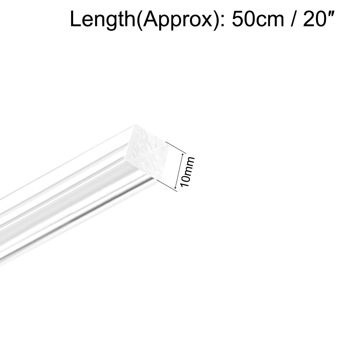 uxcell Acrylic Plexiglass Rod 20" Length Square Clear Acrylic Plastic Rod PMMA Bar for Architecture Handicraft Model Making