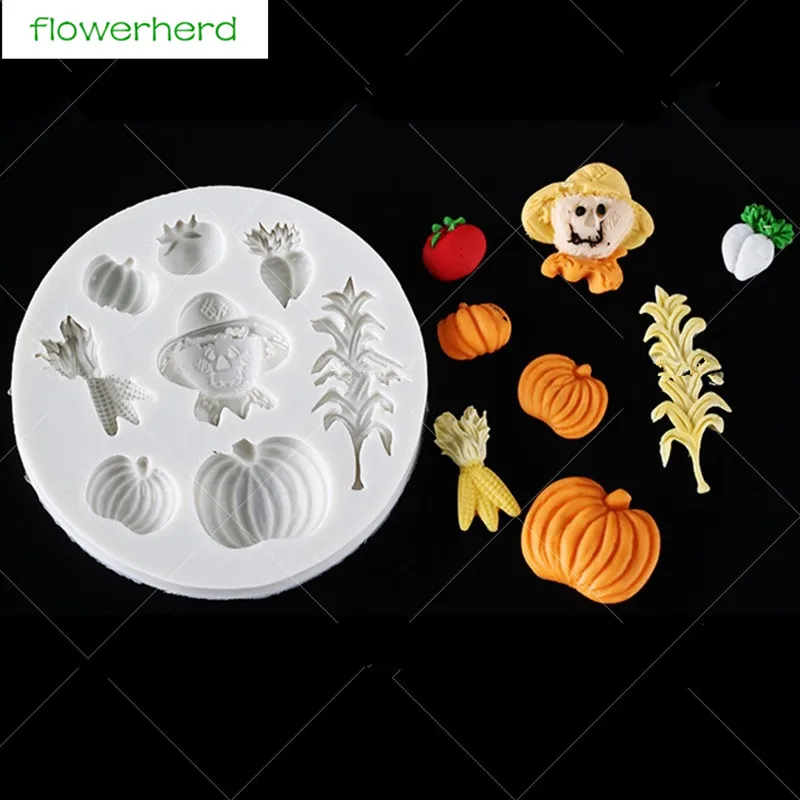 Halloween Pumpkin Shape Silicone Mold Fondant Cake Decorating Tools DIY Chocolate Biscuit Mold Kitchen Bakeware Party Supplies