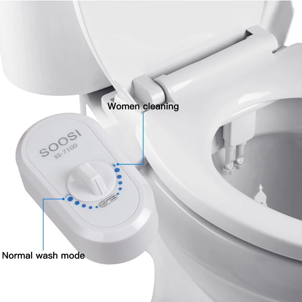 US Toilet Seat Water Spray Non-Electric Mechanical Bidet Toilet Seat Attachment Safe Body Wash Cleaner Flusher Easy to Use