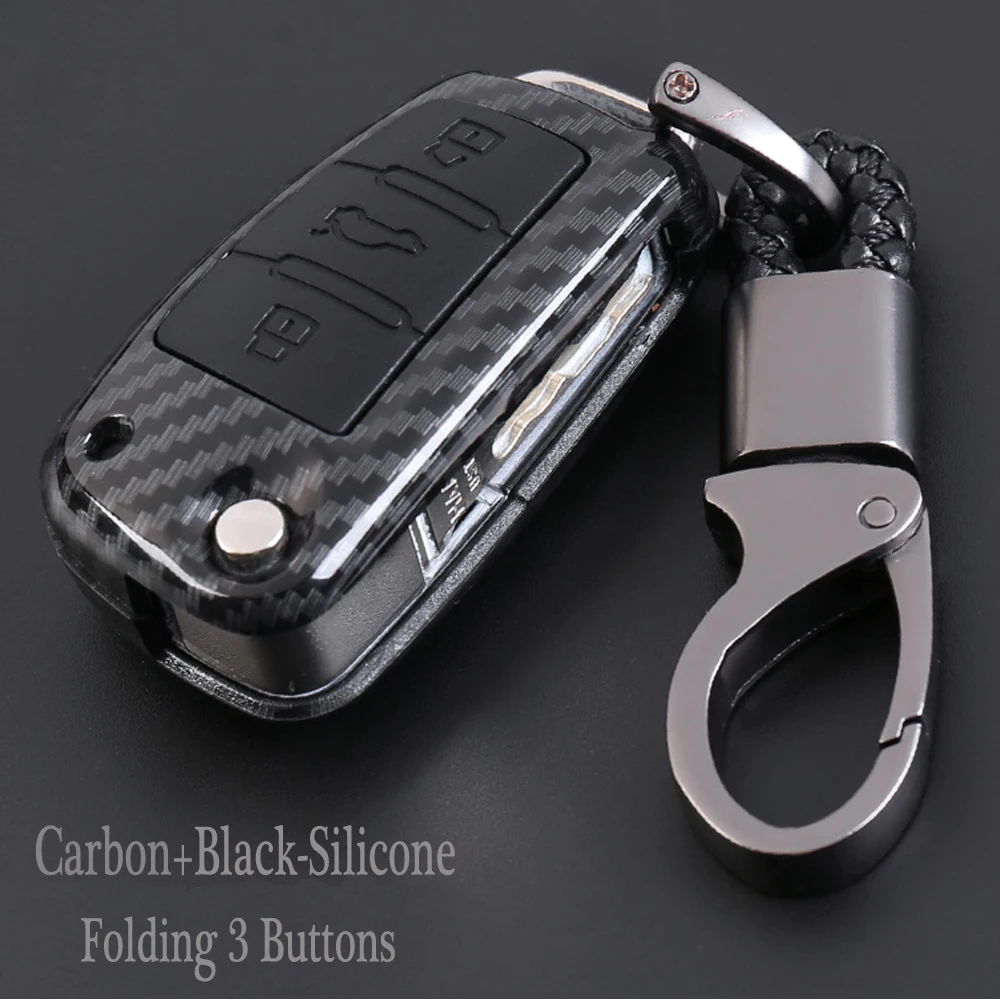 

New Styling Carbon fiber Flip Silicone Key Protect Cover Case Shell For Audi R8 A1 A3 A4 A5 A6 A7 A8 Q3 Q5 Q7 C5 C6 A4L A6L
