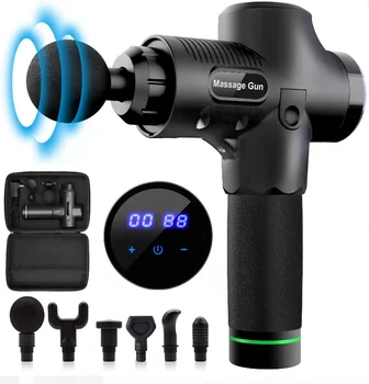 

30 Speed Handheld Deep Tissue Percussion Muscle Massage Gun, 6 Head Attachments Quick Rechargeable Body Vibration Massage Gun